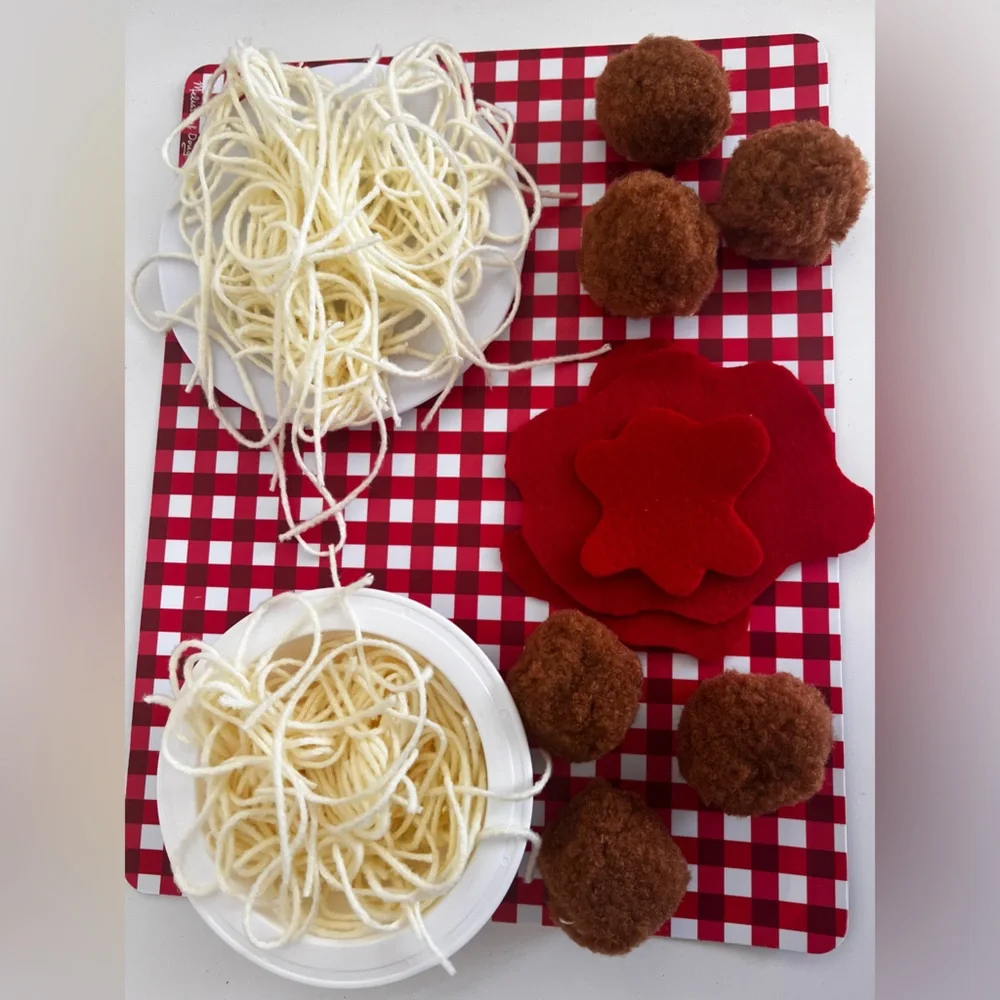 Spaghetti and Meatballs Handmade Sensory Play Sets - Picture 1 of 6